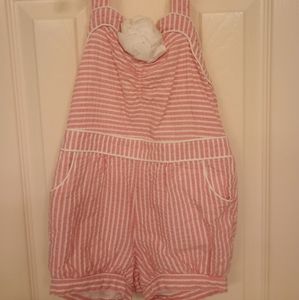 Girls pink and white striped romper